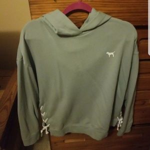 vs pink lace up sweater